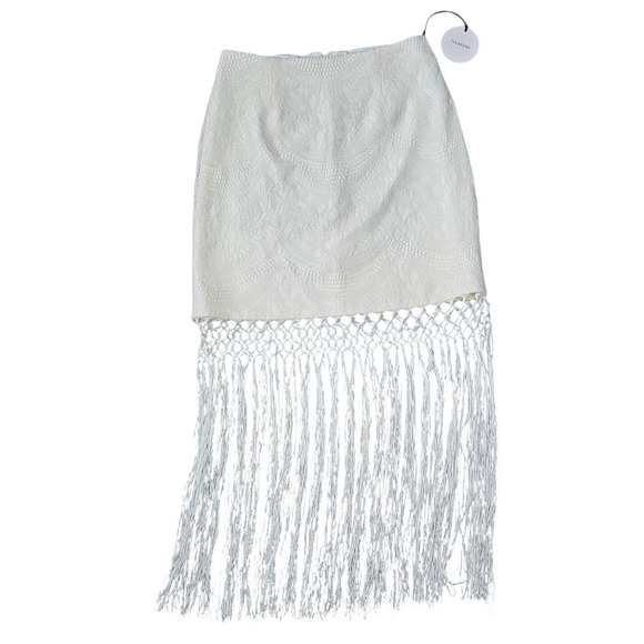 Revolve x Tularosa Womens size 2 Lace Fringe Skirt Ivory Fair Country Belle Boho - Picture 1 of 16